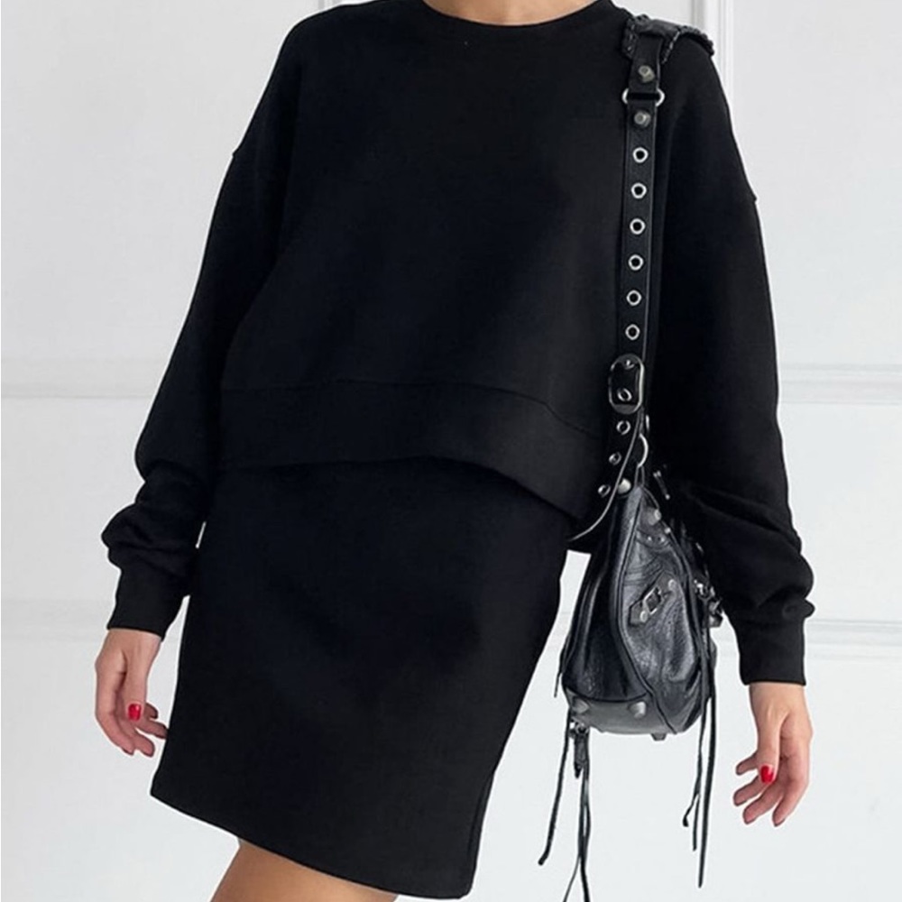 NWT Two-Piece Total Look Black Sweater + Skirt Set - Picture 3 of 4